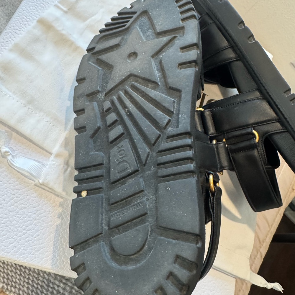 Authentic Dior Black Sandals Lambskin Dioract 10mm Sandals 36.5 - Picture 7 of 12
